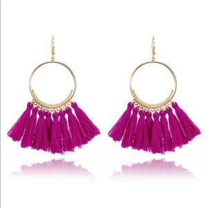 Fuchsia tassel earrings